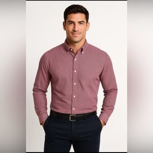 J.Crew Flex Slim Fit Micro Gingham Normcore Button-Down Shirt Mens L Burgundy